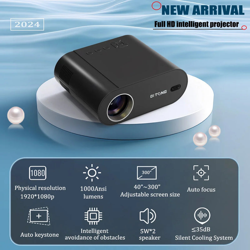 projetor 1080p Android com Dual WiFi 6 e Bluetooth